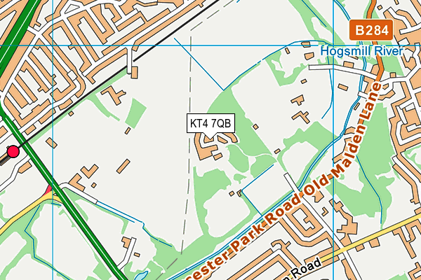 KT4 7QB map - OS VectorMap District (Ordnance Survey)