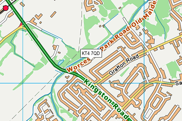 KT4 7QD map - OS VectorMap District (Ordnance Survey)