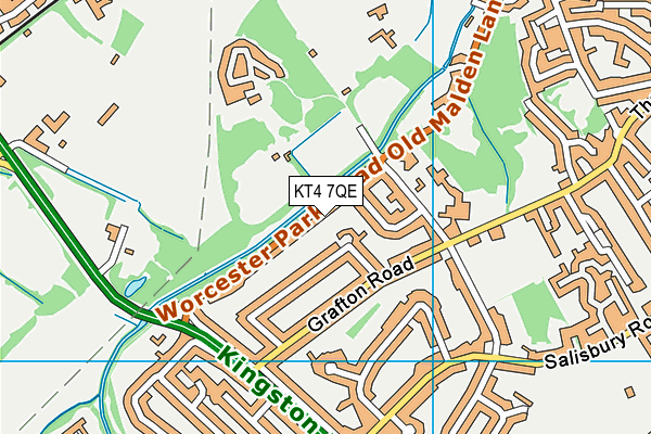 KT4 7QE map - OS VectorMap District (Ordnance Survey)
