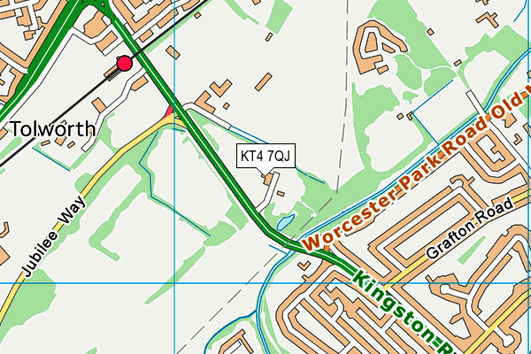 KT4 7QJ map - OS VectorMap District (Ordnance Survey)