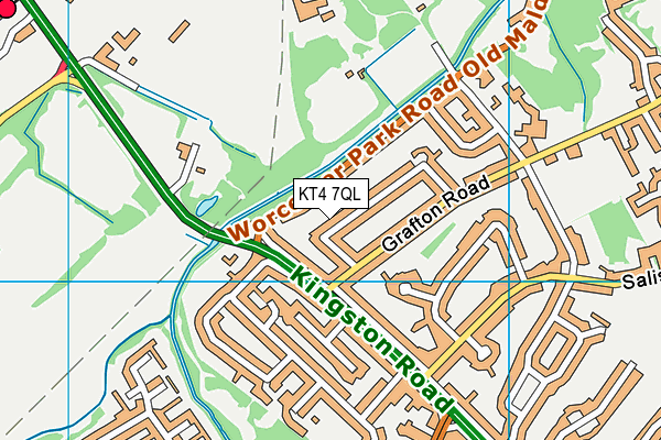 KT4 7QL map - OS VectorMap District (Ordnance Survey)