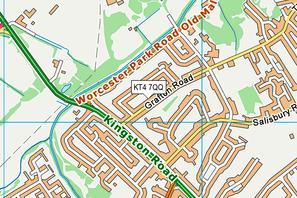 KT4 7QQ map - OS VectorMap District (Ordnance Survey)