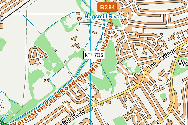 KT4 7QS map - OS VectorMap District (Ordnance Survey)