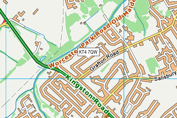 KT4 7QW map - OS VectorMap District (Ordnance Survey)