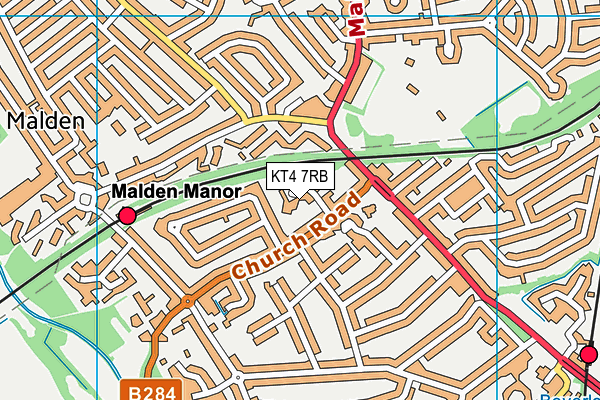 KT4 7RB map - OS VectorMap District (Ordnance Survey)