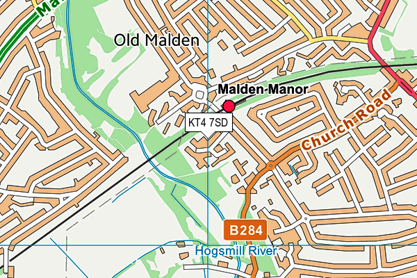 KT4 7SD map - OS VectorMap District (Ordnance Survey)