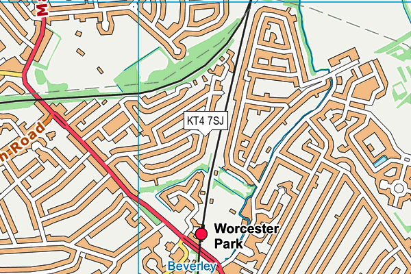 KT4 7SJ map - OS VectorMap District (Ordnance Survey)