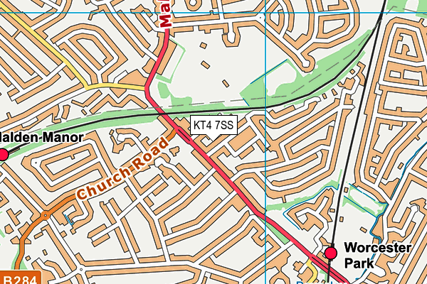 KT4 7SS map - OS VectorMap District (Ordnance Survey)