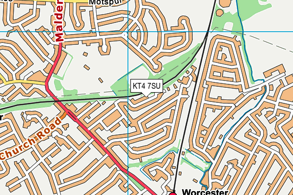 KT4 7SU map - OS VectorMap District (Ordnance Survey)