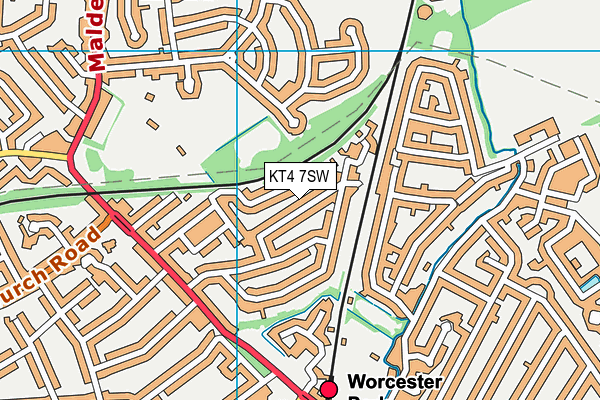 KT4 7SW map - OS VectorMap District (Ordnance Survey)