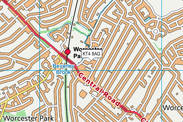 KT4 8AG map - OS VectorMap District (Ordnance Survey)