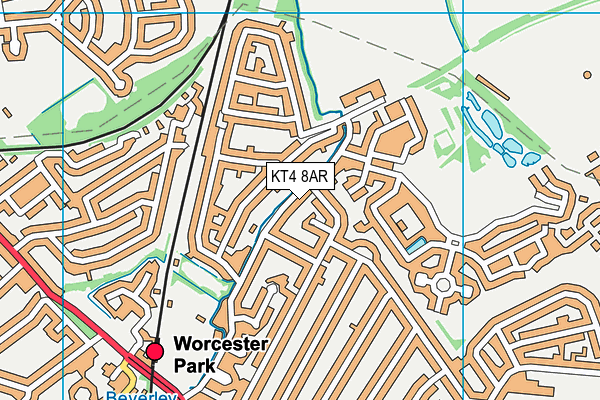 KT4 8AR map - OS VectorMap District (Ordnance Survey)