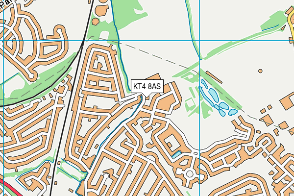 KT4 8AS map - OS VectorMap District (Ordnance Survey)