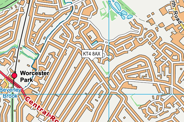 KT4 8AX map - OS VectorMap District (Ordnance Survey)