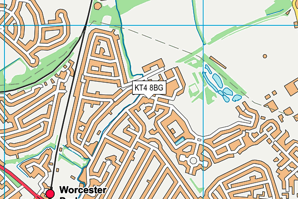 KT4 8BG map - OS VectorMap District (Ordnance Survey)