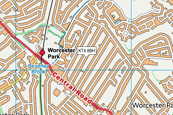 KT4 8BH map - OS VectorMap District (Ordnance Survey)