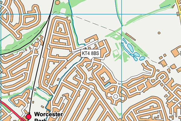 KT4 8BS map - OS VectorMap District (Ordnance Survey)