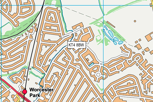 KT4 8BW map - OS VectorMap District (Ordnance Survey)