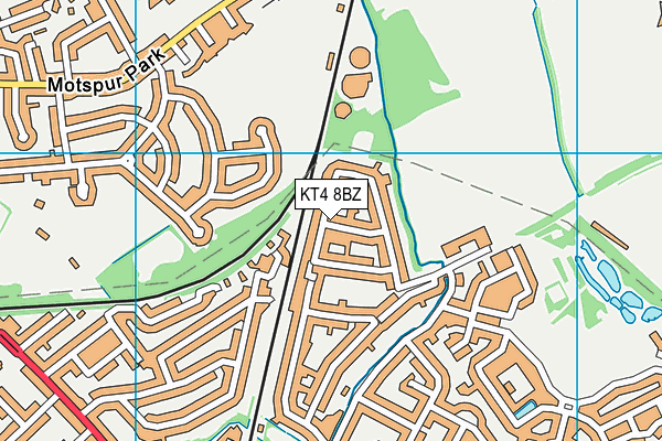 KT4 8BZ map - OS VectorMap District (Ordnance Survey)