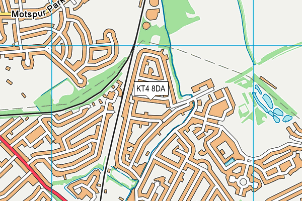 KT4 8DA map - OS VectorMap District (Ordnance Survey)