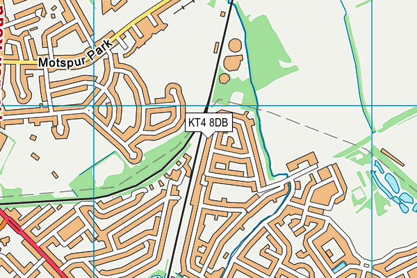 KT4 8DB map - OS VectorMap District (Ordnance Survey)