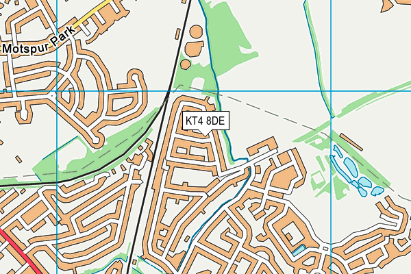 KT4 8DE map - OS VectorMap District (Ordnance Survey)