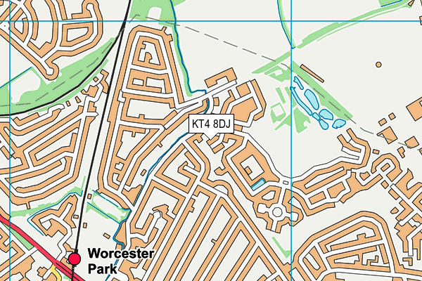 KT4 8DJ map - OS VectorMap District (Ordnance Survey)