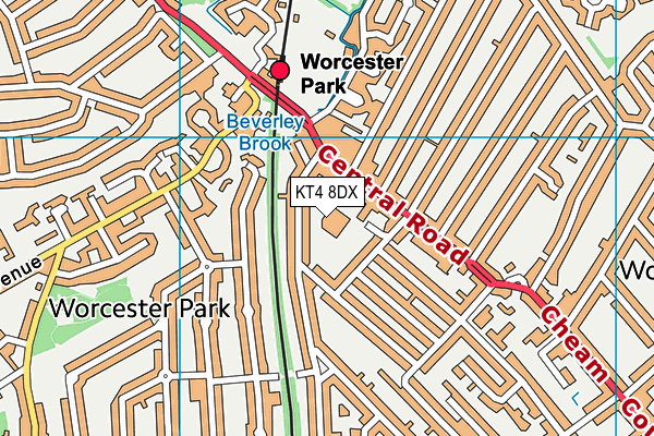 KT4 8DX map - OS VectorMap District (Ordnance Survey)