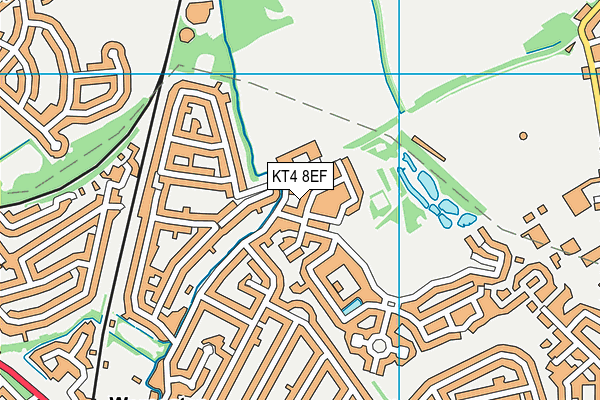 KT4 8EF map - OS VectorMap District (Ordnance Survey)