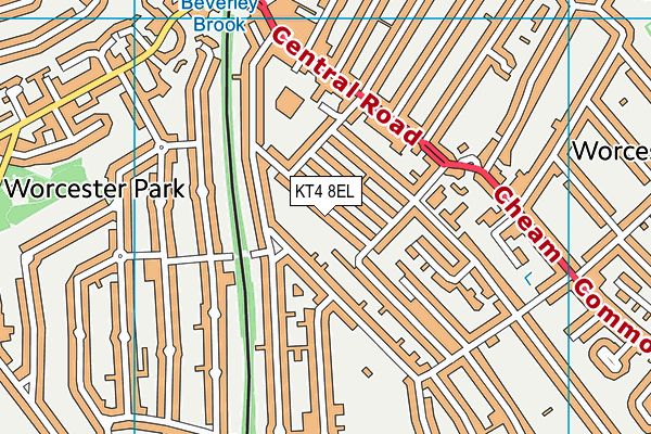 KT4 8EL map - OS VectorMap District (Ordnance Survey)