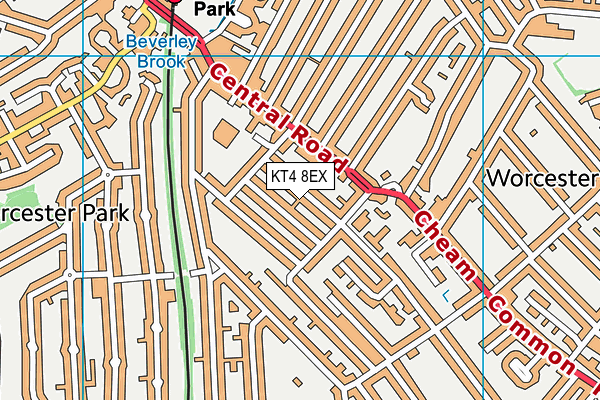 KT4 8EX map - OS VectorMap District (Ordnance Survey)