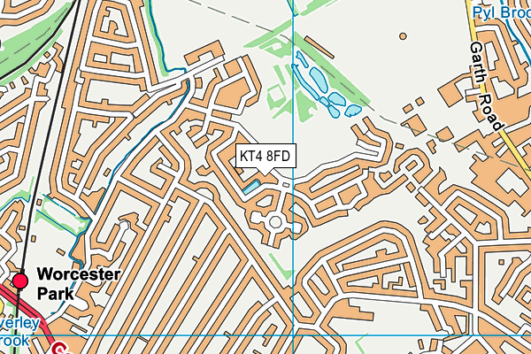KT4 8FD map - OS VectorMap District (Ordnance Survey)