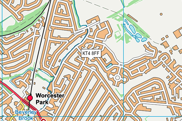 KT4 8FF map - OS VectorMap District (Ordnance Survey)