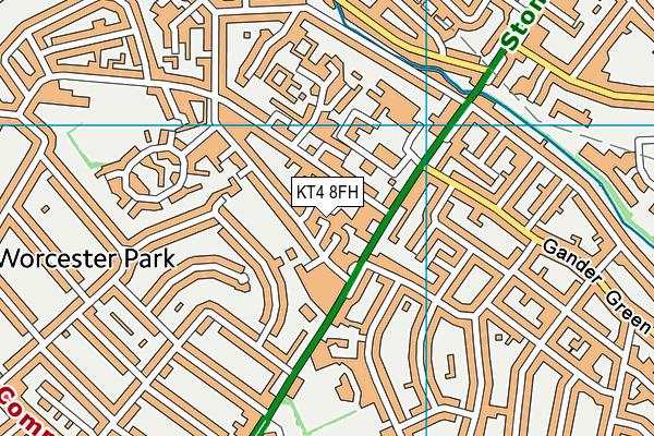 KT4 8FH map - OS VectorMap District (Ordnance Survey)