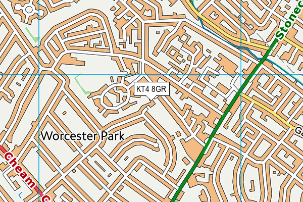 KT4 8GR map - OS VectorMap District (Ordnance Survey)