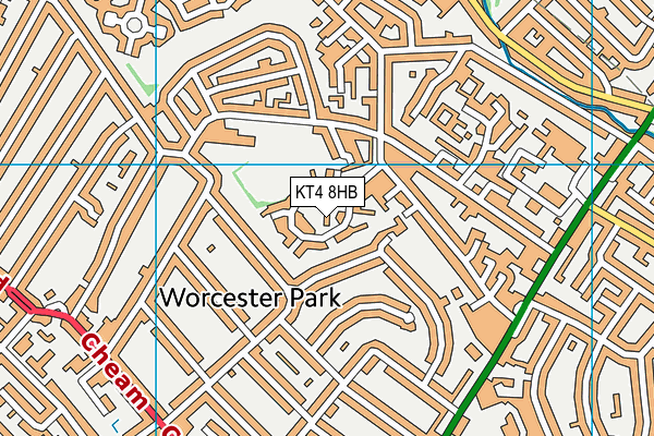 KT4 8HB map - OS VectorMap District (Ordnance Survey)