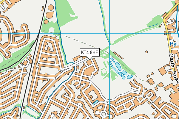 KT4 8HF map - OS VectorMap District (Ordnance Survey)