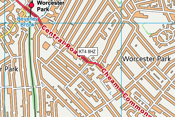 KT4 8HZ map - OS VectorMap District (Ordnance Survey)