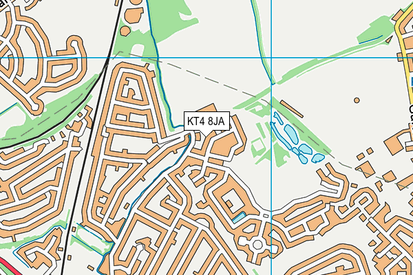 KT4 8JA map - OS VectorMap District (Ordnance Survey)