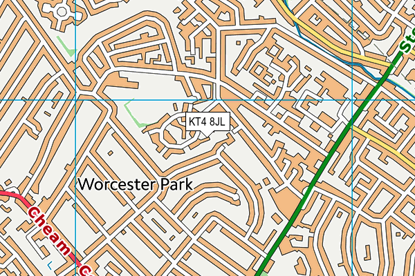 KT4 8JL map - OS VectorMap District (Ordnance Survey)