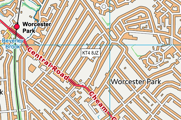 KT4 8JZ map - OS VectorMap District (Ordnance Survey)