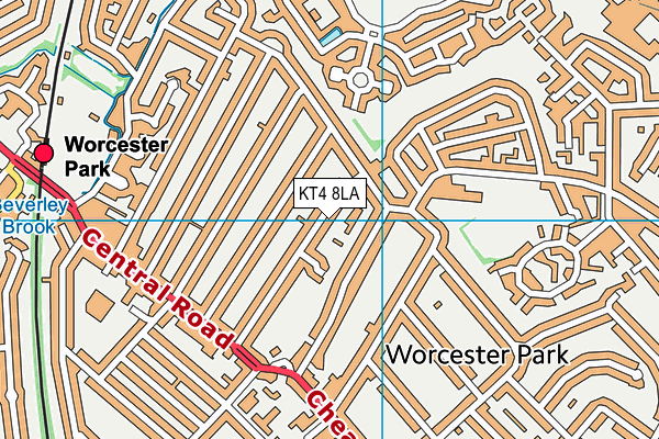 KT4 8LA map - OS VectorMap District (Ordnance Survey)
