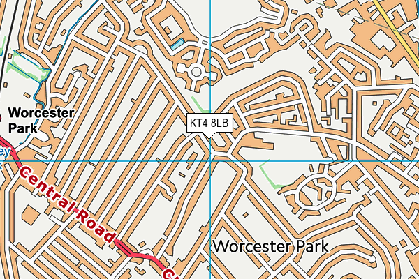 KT4 8LB map - OS VectorMap District (Ordnance Survey)