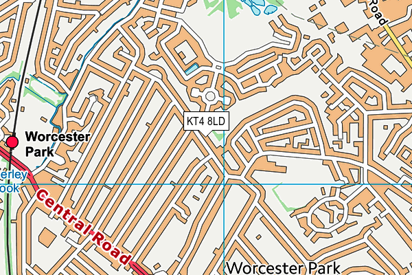 KT4 8LD map - OS VectorMap District (Ordnance Survey)