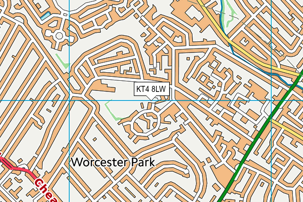 KT4 8LW map - OS VectorMap District (Ordnance Survey)