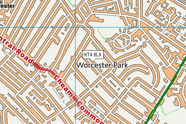 KT4 8LX map - OS VectorMap District (Ordnance Survey)