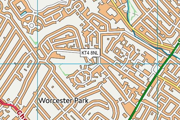 KT4 8NL map - OS VectorMap District (Ordnance Survey)