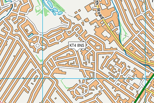 KT4 8NS map - OS VectorMap District (Ordnance Survey)
