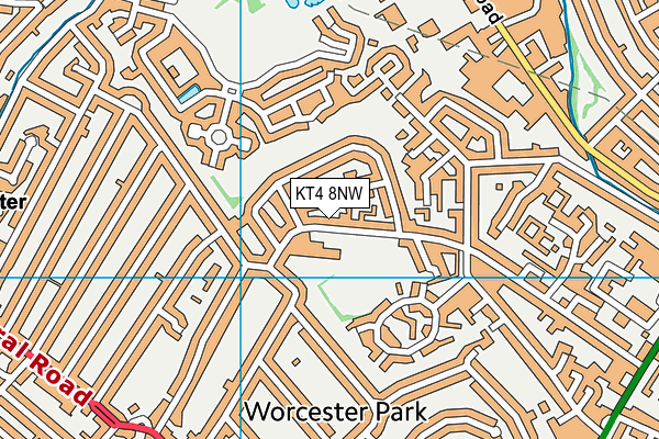 KT4 8NW map - OS VectorMap District (Ordnance Survey)
