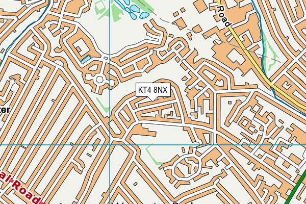 KT4 8NX map - OS VectorMap District (Ordnance Survey)